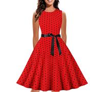 Damen 50er Jahre Kleid Vintage Cocktailkleid Neckholder 1950er Rockabilly Petticoat Kleid Freizeitkleid
