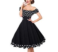 Damen 50er Jahre Kleid Vintage Cocktailkleid Neckholder 1950er Rockabilly Petticoat Kleid Freizeitkleid