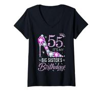 Damen 55 Es ist der Geburtstag meiner großen Schwester, High Heel, 55 Jahre alt T-Shirt mit V-Ausschnitt
