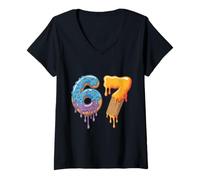 Damen 67 Ice Cream Drip Meme | Funny Six Seven Gen Alpha Slang T-Shirt mit V-Ausschnitt