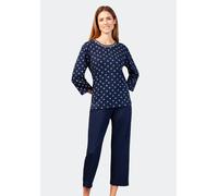hajo Damen 7/8 Schlafanzug, Premium Cotton, Marine, 48/50