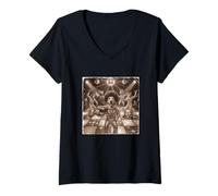 Damen 70er Jahre Disco Tanzfläche Hund Golden Retriever Tier Selfie T-Shirt mit V-Ausschnitt