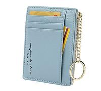 Damen 8 Karten Schmal Minimalistischer Kartenhalter Hüllen Kartenetui Portemonnaie Schlüsselanhänger Front Tasche Geldbörse Mini Kreditkarten Etuis, Himmelblau