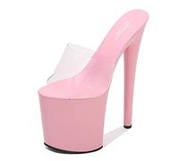 Damen 8 Zoll Stiletto High Heel Plateau Sandalen Sexy Stripper Party Club Pole Dancing Pantoletten Sandalen Schuhe Plus Größe Unisex,Rosa,40 EU