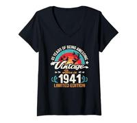 Damen 85. Geburtstag, 85 Jahre alte Angelfreunde, Angler, geboren im Jahr 1941 T-Shirt mit V-Ausschnitt