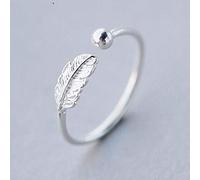 Damen 925 Sterling Silber Verstellbar Ringe,Silber Feder Bead Ringe Eröffnung Full Finger Toe Für Frauen Einfache Blatt Blätter Schmuck Einzigartige Form Schmuck Geburtstagsgeschenk Party