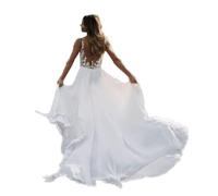 Damen A Line Brautkleider Hochzeitskleider Spitze Appliques V-Ausschnitt Brautmode Brautkleider für Braut
