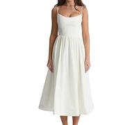 Damen A-Linie Midi-Kleid, Sommer-Abend-Set, schickes, Elegantes, ärmelloses, rückenfreies Kleid, sexy Club-Streetwear-aS