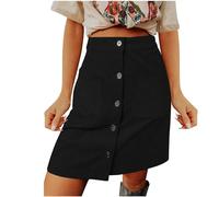 Damen A-Linien-Rock, Cordrock, elastisch, hohe Taille, Rock, Schnalle, Design, kurzer Rock, Knopf, Übergröße, Bleistiftrock, Midirock, Sommer, einfarbig, für Arbeit, Büro, Business, figurbetonte