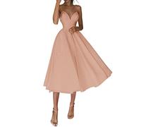 Damen Abendkleid Lang Cocktailkleid Hochzeitsgast Kleider für Frauen Tiefer V-Ausschnitt Damen Formelle Kleider Ballkleid für Teenager Lady Club Urlaub Party Geburtstag, rose, Small