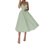Damen Abendkleid Lang Cocktailkleid Hochzeitsgast Kleider für Frauen Tiefer V-Ausschnitt Damen Formelle Kleider Ballkleid für Teenager Lady Club Urlaub Party Geburtstag, mintgrün, L