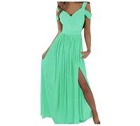 Damen Abendkleid Lang mit Schlitz Schulterfreies Kleid Damen Sexy -Langes Kleider Elegant Off Shoulder High Waist Festlich Maxikleid Partykleid Abendkleider Cocktailkleid Brautjungfer Ballkleider