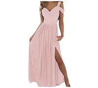 Damen Abendkleid Lang mit Schlitz Schulterfreies Kleid Damen Sexy -Langes Kleider Elegant Off Shoulder High Waist Festlich Maxikleid Partykleid Abendkleider Cocktailkleid Brautjungfer Ballkleider