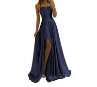 Damen Abendkleid Lang Spaghettiträger Kleid Elegante Ballkleider Lange Cocktailkleid Sexy Ärmelloses Abendkleider Mit Schlitz Solide Party Kleider A Linie Partykleider Brautjungfernkleider,Frauen