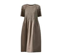 Damen Abendkleid Lang Spitzenkleid Sexy mit Schlitz,Sommerkleid Sexy Blusenkleid V-Ausschnitt Baumwolle Locker Lang Kleider mit Schlitz V-Ausschnitt Knopfleiste Kleider Abendkleider Bequem