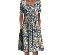 Damen Abendkleid Lang Spitzenkleid Sexy mit Schlitz,Strandkleid Damen Große Größen Swing Midikleid Große Größen High Waist Festlich Partykleid Damenkleider Elegant Lange Partykleid A-Linie E