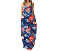 Damen Abendkleid Lang Spitzenkleid Sexy mit Schlitz,Strandkleid Damen Große Größen T-Shirt Kleid Große Größen Lässige Party Strandkleid Boho Kleider Spaghetti Träger Elegant Partykleid Rundh