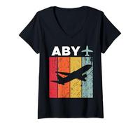 Damen ABY Albany Flughafen T-Shirt mit V-Ausschnitt
