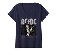 Damen AC/DC Live London 78 Classic Rock Tour Vintage-Konzert T-Shirt mit V-Ausschnitt