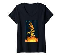 Damen AC/DC Music Band Bonfire Grafik Poster Kunst T-Shirt mit V-Ausschnitt