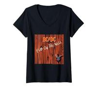 Damen AC/DC-Musikband Fly On The Wall T-Shirt mit V-Ausschnitt