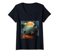 Damen AC/DC-Musikband Let There Be Rock T-Shirt mit V-Ausschnitt