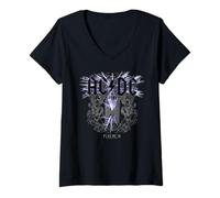 Damen AC/DC Plug Me In Lightning Filigran T-Shirt mit V-Ausschnitt
