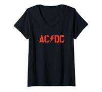 Damen AC/DC PWR UP Schablone Logo World Tour 2024-2026 T-Shirt mit V-Ausschnitt