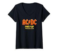 Damen AC/DC PWR UP World Tour Flaggen 2024-2026 T-Shirt mit V-Ausschnitt