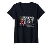 Damen AC DC Rock Lightning Logo Stadion Gitarre Live Energy T-Shirt mit V-Ausschnitt