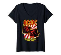 Damen AC/DC Zurück in Schwarz Tournee 1980 Retro-Rock T-Shirt mit V-Ausschnitt