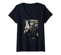 Damen ACDC Angus Young Thunderstruck Gitarrist von Dick Barnatt T-Shirt mit V-Ausschnitt