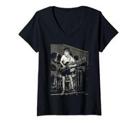 Damen ACDC Back In Black Live Angus Young von Dick Barnatt T-Shirt mit V-Ausschnitt