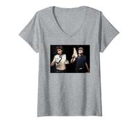 Damen ACDC Bon Scott & Angus Young Drinking von Dick Barnatt T-Shirt mit V-Ausschnitt