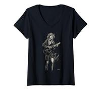 Damen ACDC Highway to Hell Live Angus Young von Dick Barnatt T-Shirt mit V-Ausschnitt
