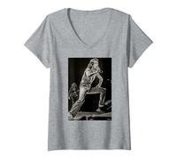 Damen ACDC Live In London 1976 Bon Scott von Dick Barnatt T-Shirt mit V-Ausschnitt