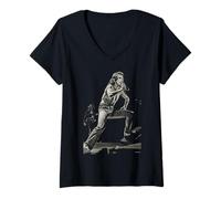 Damen ACDC Live In London Bon Scott 1976 von Dick Barnatt T-Shirt mit V-Ausschnitt