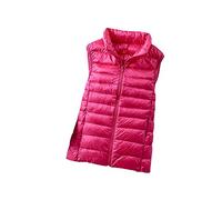 Damen Ärmellose Daunenweste - Modische Damen Daunenweste 90% Daunen Lässig Warme Eng Anliegende Weste Weiche Und Dünne Ultraleichte Winddichte Outdoorjacke Tragbar Einfache Reine Farbe,Rose Rot