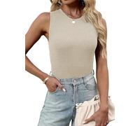 Damen Ärmelloses Shirt Sexy Slim Fit Geripptes Trägertop Rundhals Stricktop Business Basic Dehnbar Enge Sommer Shirt