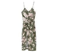 Damen ärmelloses Sling-Träger-Sommerkleid - plissiertes, schlankes, seitlich geschlitztes Sling-gerades Kleid für Damen, weiblich, lässig, ärmellos, Midi-Vestidos, A-Linie, Urlaub, Bohemian, einfarbig, XS