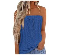 Damen Ärmelloses Tank Top and Comfortable Cotton Like Short Sleeved T Shirt with Priced Printed Trägershirt Ärmellose T-Shirts Träger Tshirt Sommer Shirts Tanktop Oberteil Ärmellos Basic Blau L
