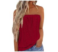 Damen Ärmelloses Tank Top and Comfortable Cotton Like Short Sleeved T Shirt with Priced Printed Trägershirt Ärmellose T-Shirts Träger Tshirt Sommer Shirts Tanktop Oberteil Ärmellos Basic Rot L
