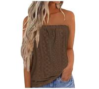 Damen Ärmelloses Tank Top and Comfortable Cotton Like Short Sleeved T Shirt with Priced Printed Trägershirt Ärmellose T-Shirts Träger Tshirt Sommer Shirts Tanktop Oberteil Ärmellos Basic Kaffee L
