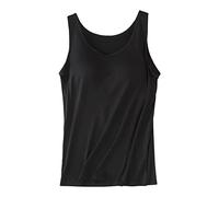 Damen Ärmelloses Tank Top Körbchen Und Körbchen Groß Einfarbig Lässig Sport Yoga Bodenbildung Hemd Schmal Sitzende Weste Große Größen Ärmellos Sommer Tshirt Damentops Locker Oberteil Schwarz 3XL