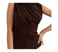 Damen ärmelloses Tanktop mit geripptem Stehkragen(M Coffee)