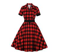 Damen Ärmelloses V-Ausschnitt Kleider Punkte Drucken Elegant 50er Jahre Kleid Vintage Cocktailkleid 1950er Rockabilly A-Line Petticoat Kleid Festliches Ballkleid Faltenkleid