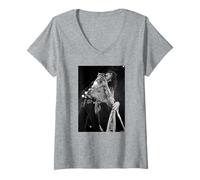 Damen Aerosmith Live Stephen Tyler von Andy Willsher T-Shirt mit V-Ausschnitt