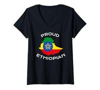 Damen Äthiopien-Flagge, patriotisch, Herren, Damen, Kinder, stolz, äthiopisch T-Shirt mit V-Ausschnitt