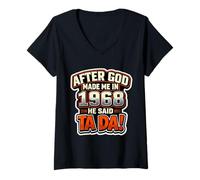 Damen After God Made Me In 1968 He Said Tada Herren Geburtstagsparty T-Shirt mit V-Ausschnitt