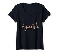 Damen Aguadilla Puerto Rico Vintage Elegantes Design T-Shirt mit V-Ausschnitt